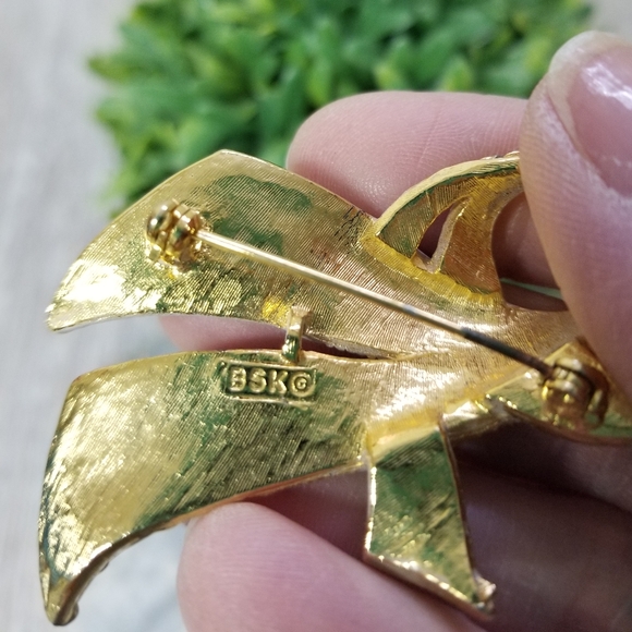 Vintage enameled signed BSK brooch - Picture 2 of 8